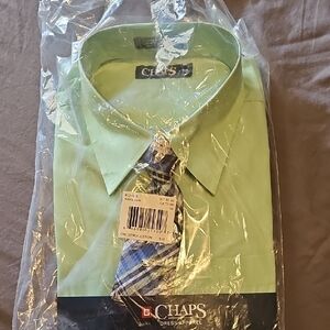 Chaps Green Button Down Shirt with Classic Collar